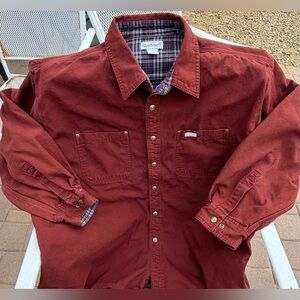 Carhartt Flannel Lined Snap Shirt Jacket Burnt Red Men’s 2XL